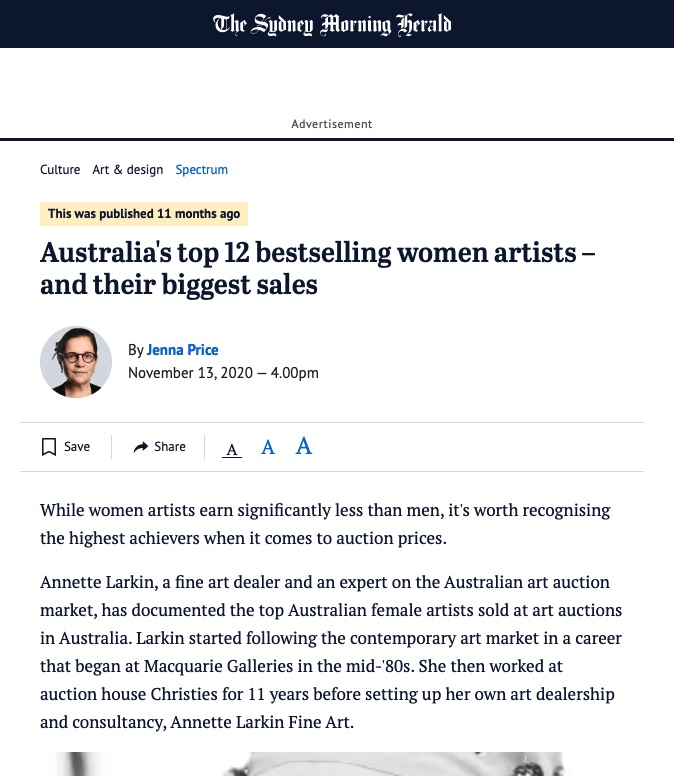 news article about Annette Larkin Fine Art
